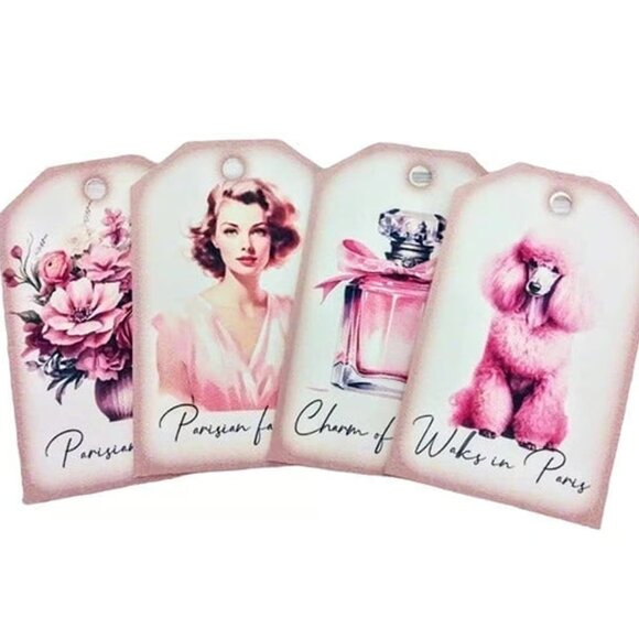 16 Pc Set! Pink Paris Life Extra Large Gift & Journal Tags! - Picture 4 of 6